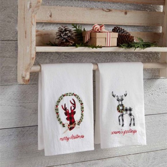 Mud Pie Happy Holidays Christmas Towel - 14x21 Inch Flour Sack Kitchen Towel